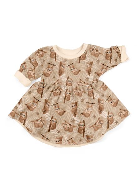 Baumwolljersey Lazy Jungle Faultier Camel by Mrs. Mint Design von Swafing